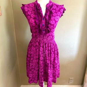 Matilda Jane Ruffle Short Sleeve A-Line Dress Purple Pink Size Small